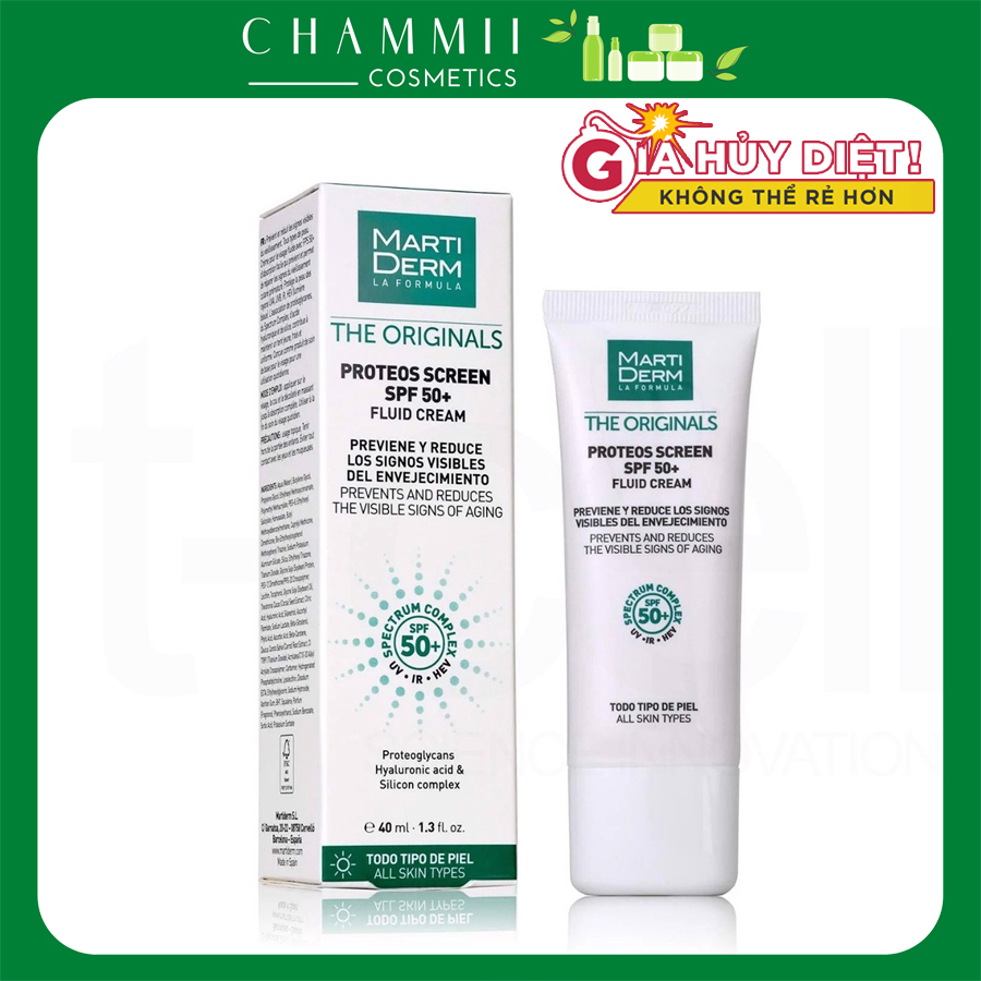 Kem Chống Nắng Tây Ban Nha MartiDerm The Originals Proteos Screen SPF50+ Phổ Rộng Toàn Diện Cho Mọi Loại Da (40ml)